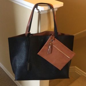 Black and brown reversible bag